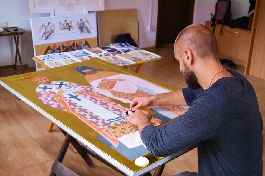 in icon painting studio