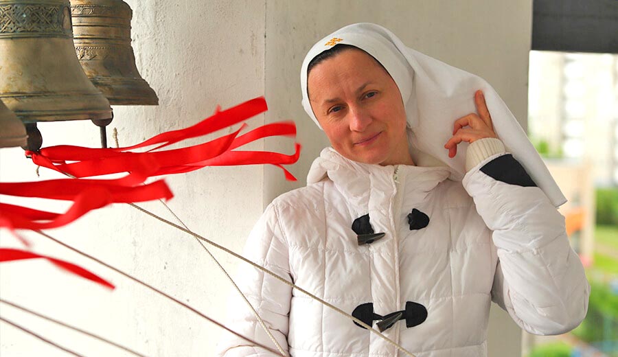 A bell ringer of the Belarusian Orthodox Church Tatiana Zhedik