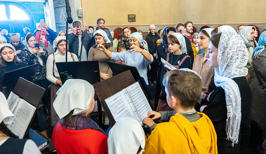 Children's choir singing in the church