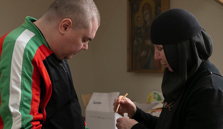 Nun Anfisa with a charge in the “Blessed Heaven” 