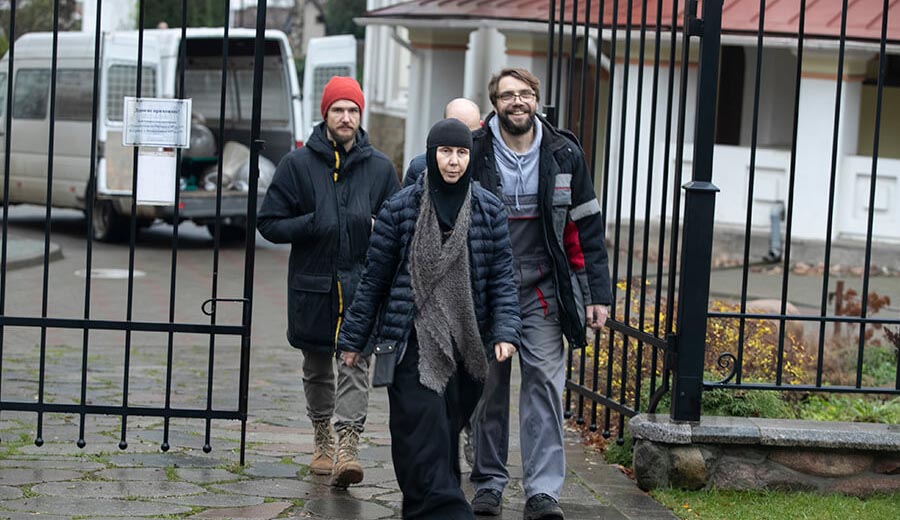 Nun Anfisa with fellow workers