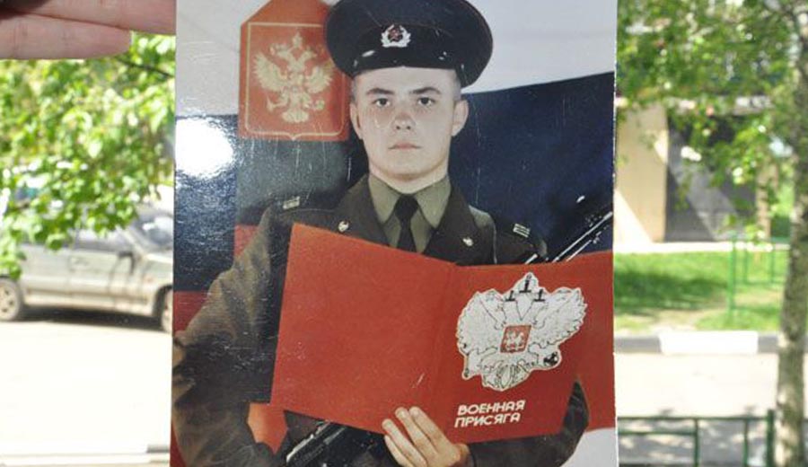 Yevgeny Rodionov on the day he took the military oath