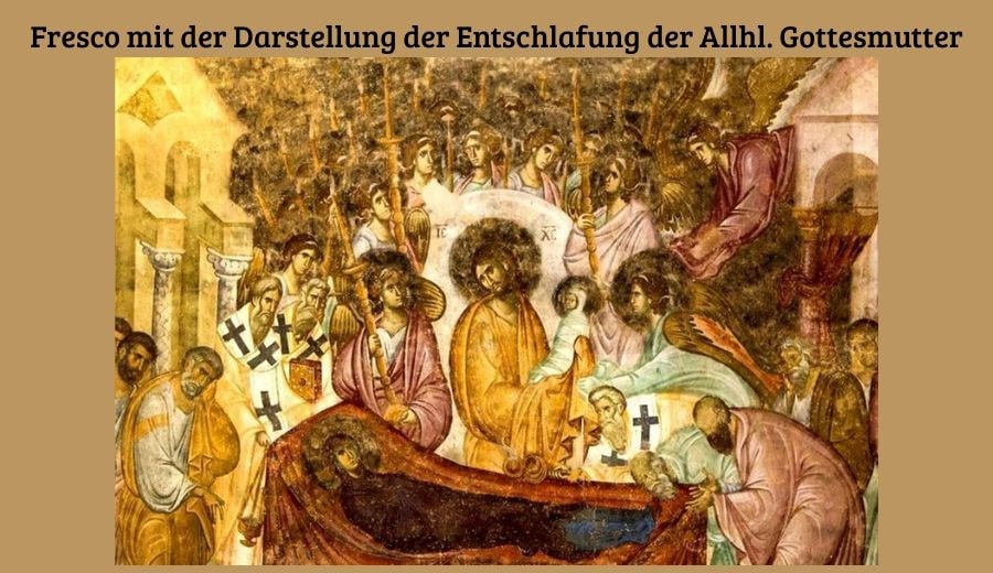 Fresco mit der Darstellung der Entschlafung der Allhl. Gottesmutter