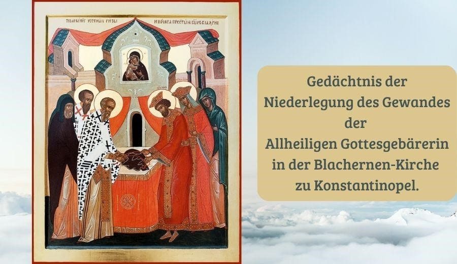 Niederlegung des Gewandes der  Allheiligen Gottesgeb&auml;rerin in der Blachernen-Kirche zu Konstantinopel