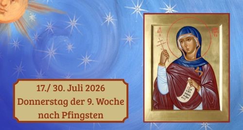 Donnerstag der Neunten Woche nach Pfingsten 2026