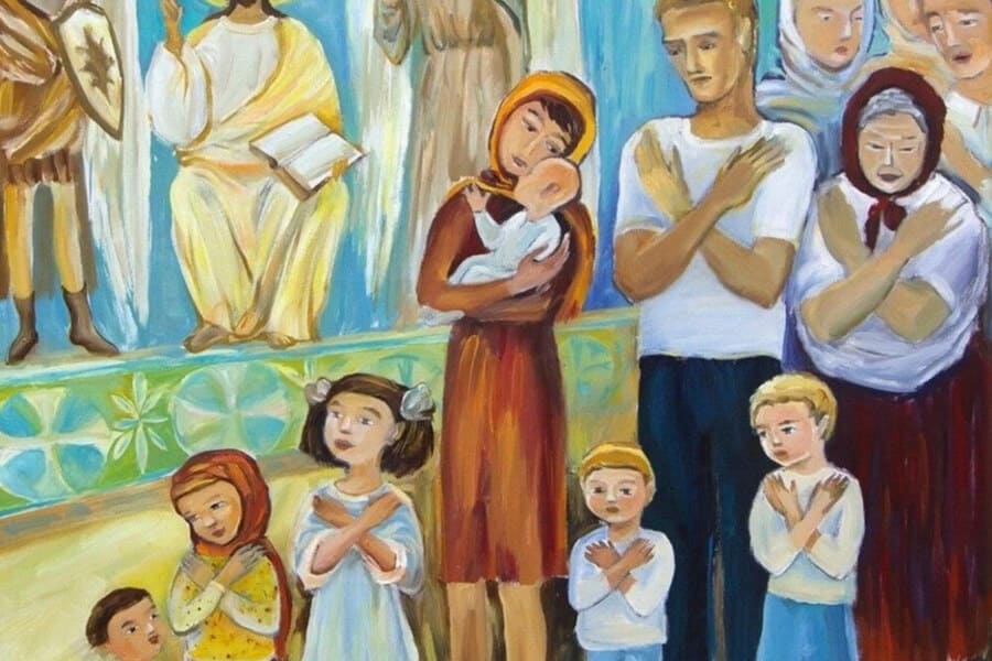 Family in church