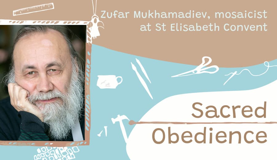 Zufar Mukhamadiev, mosaicist at St Elisabeth Convent