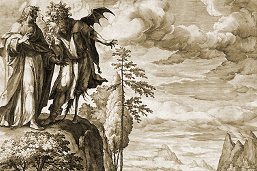 engraving The Temptation of Christ in the Desert