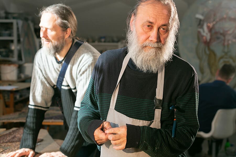 in the mosaic workshop