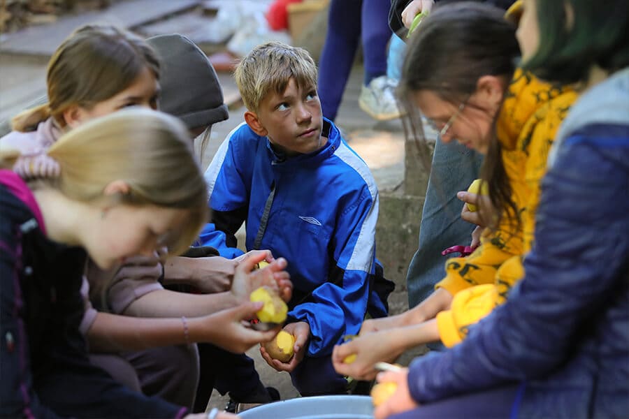 peeling potatoes 