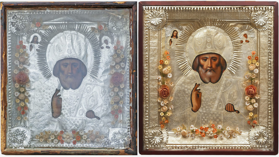 handmade flowers on icons