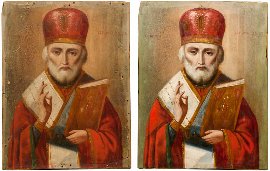 icons painted in oil on a wooden panel