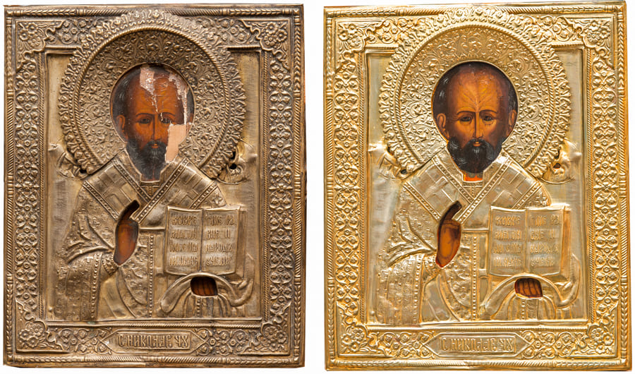 icons with metal covers