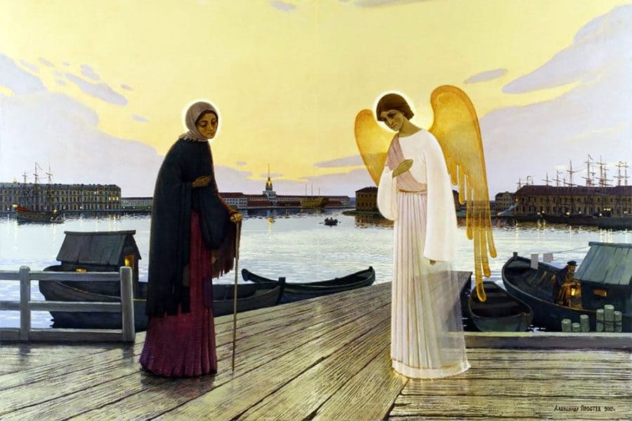 An angel appears to the saint