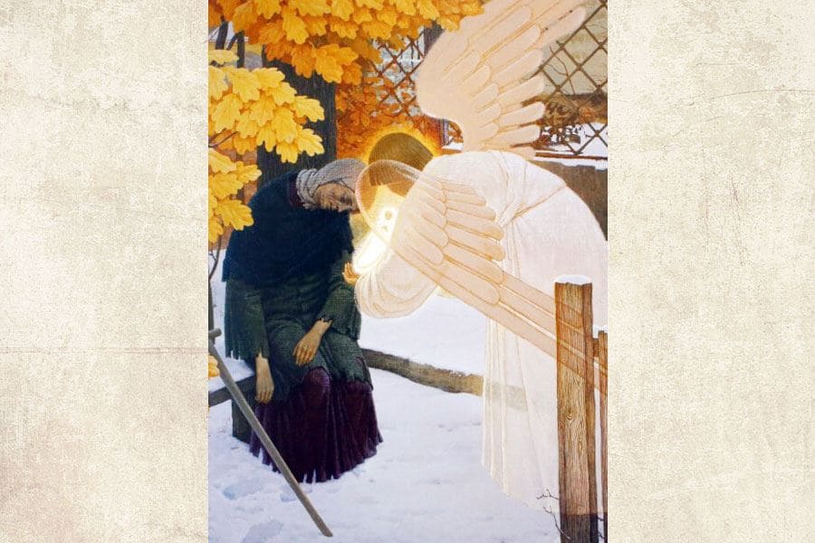 An angel receives the soul
