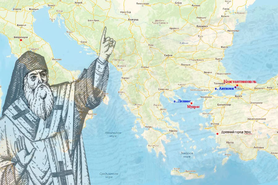 Places where St Mark of Ephesus performed his spiritual labours 